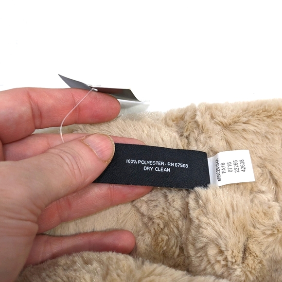 International Concepts Tan Faux Fur Embellished Beaded Cowl Loop Scarf - Picture 6 of 8